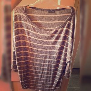 Over Size Comfy Gray and White Stripe Sweater